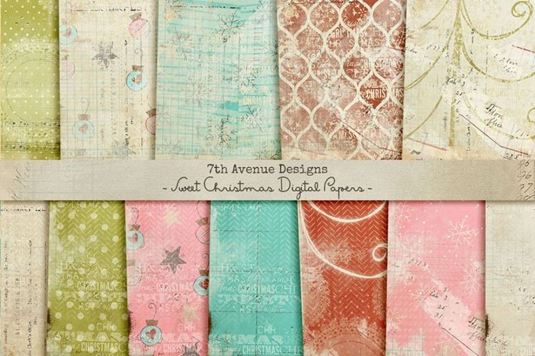 复古图案背景Sweet Christmas Digital Papers