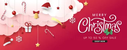 2021圣诞节新年节日剪纸风插画设计 Merry Christmas vector paper cut illustration