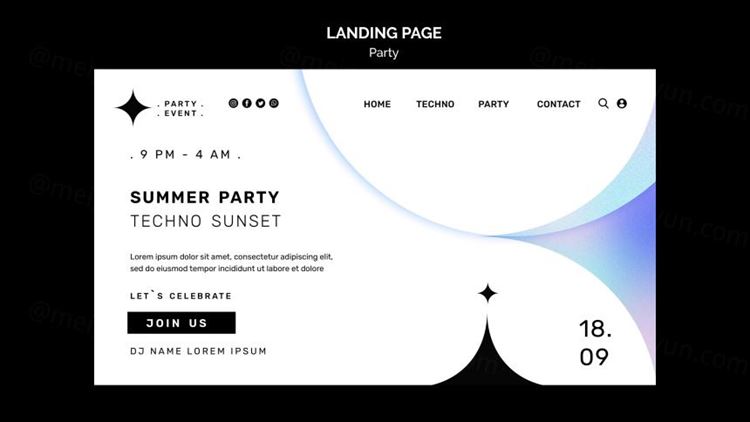 科技峰会颗粒感渐变几何抽象形状网页落地页宣传横幅海报设计PSD模板