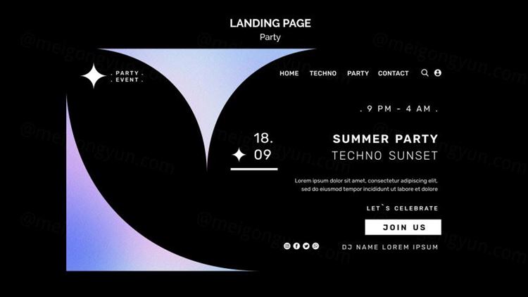 科技峰会颗粒感渐变几何抽象形状网页落地页宣传横幅海报设计PSD模板