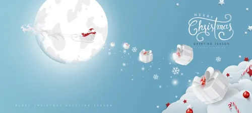 2021圣诞节新年节日剪纸风插画设计 Merry Christmas vector paper cut illustration