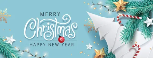 2021圣诞节新年节日剪纸风插画设计 Merry Christmas vector paper cut illustration