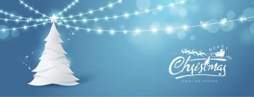 2021圣诞节新年节日剪纸风插画设计 Merry Christmas vector paper cut illustration