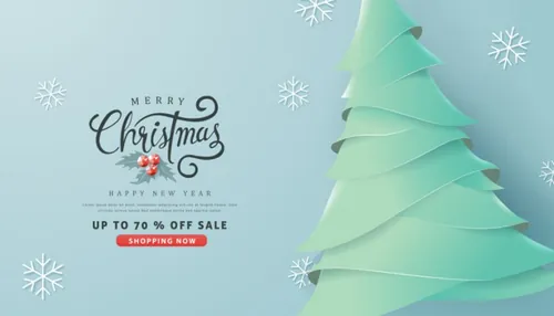 2021圣诞节新年节日剪纸风插画设计 Merry Christmas vector paper cut illustration