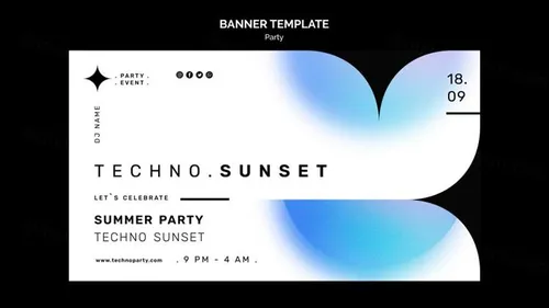 科技峰会颗粒感渐变几何抽象形状Ins新媒体宣传海报设计PSD模板 Techno party template