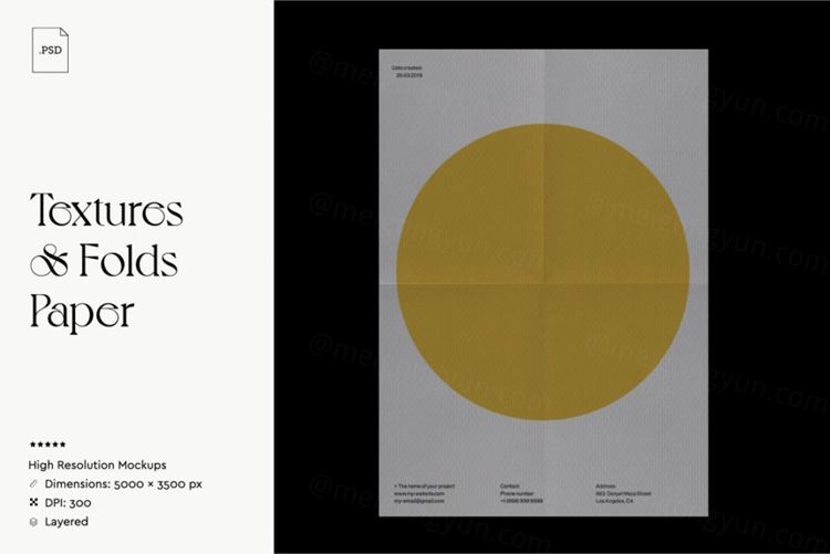 自然光影纸折痕宣传单折页海报设计提案样机模板 Paper F