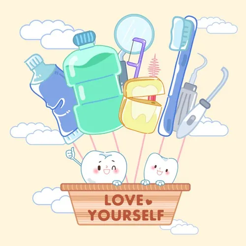 保护清洁保养牙齿卫生可爱宣传插画海报EPS矢量插画素材