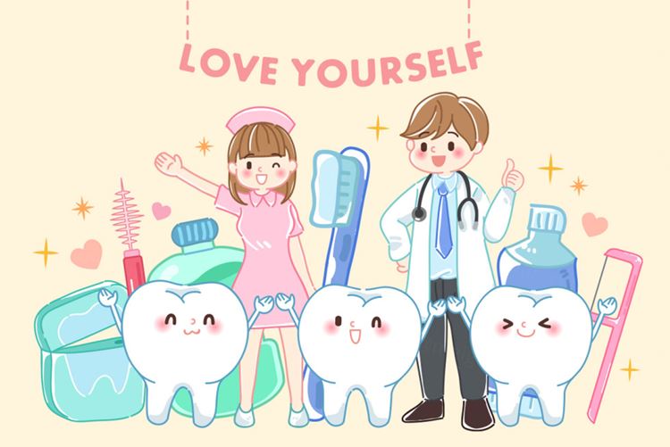 保护清洁保养牙齿卫生可爱宣传插画海报EPS矢量插画素材