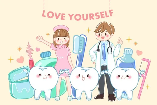 保护清洁保养牙齿卫生可爱宣传插画海报EPS矢量插画素材