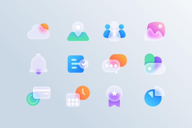 清新渐变绿透明毛玻璃手机APP界面图标设计EPS矢量素材