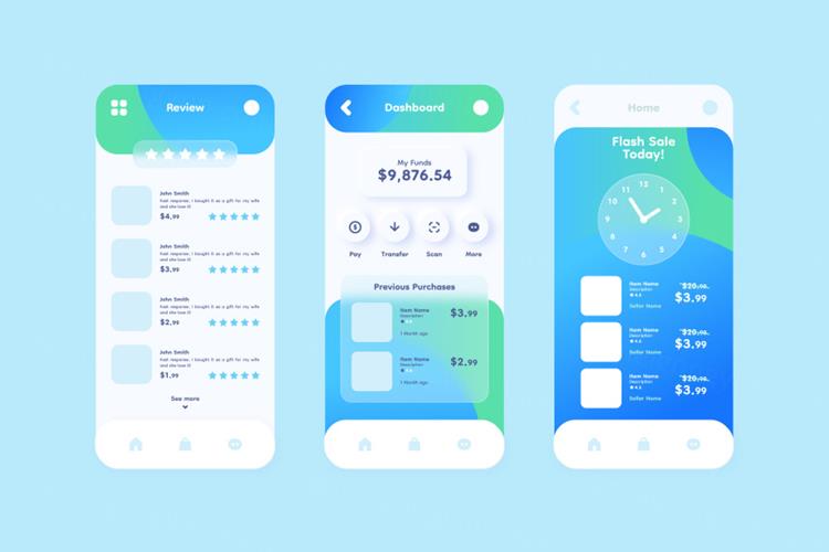 清新渐变绿透明毛玻璃手机APP界面UI设计EPS矢量素材