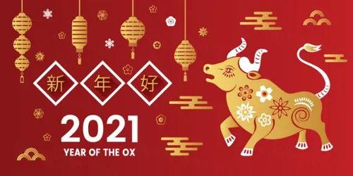 2021中国牛年新年快乐东方传统风格横幅海报贺卡矢量插画素材 Happy chinese new year