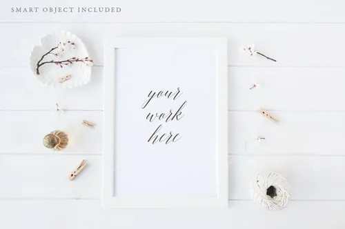 花卉画框样机模型 Beauty floral A4 frame
