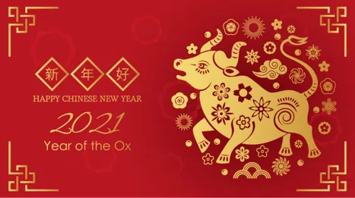 2021中国牛年新年快乐东方传统风格横幅海报贺卡矢量插画素材 Happy chinese new year