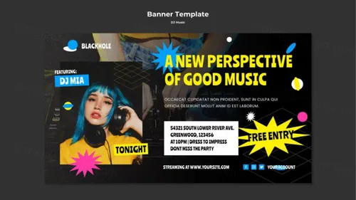 欧美酒吧迪厅音乐DJ电音新媒体宣传海报概念文字版式PSD模板 DJ music social media