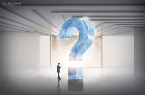 商务思考冰冻时期3D渲染概念商业海报PSD模板素材 Ice Business Source
