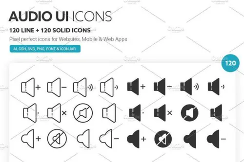 音频UI矢量图标素材 Audio UI Icons
