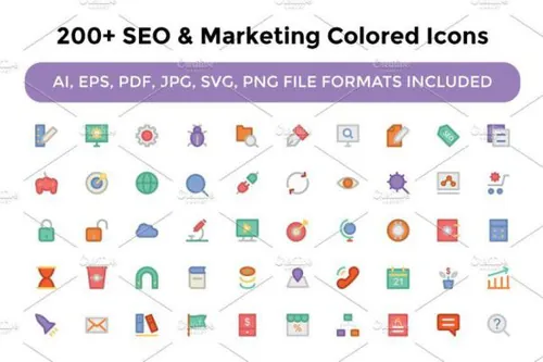 搜索引擎优化和营销彩色图标下载 Seo and Marketing Colore