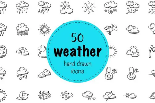 手绘涂鸦天气图标下载Hand Drawn Doodle Weather Icon