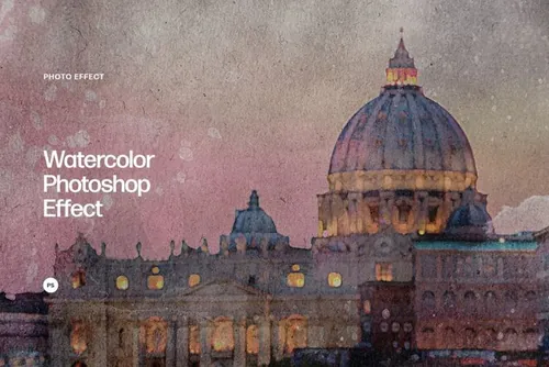 高质量复古经典水彩油画水粉画照片效果PSD模板 Nostal