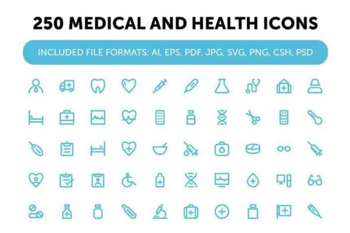 250个医学和健康图标下载 250 Medical and Health Ico