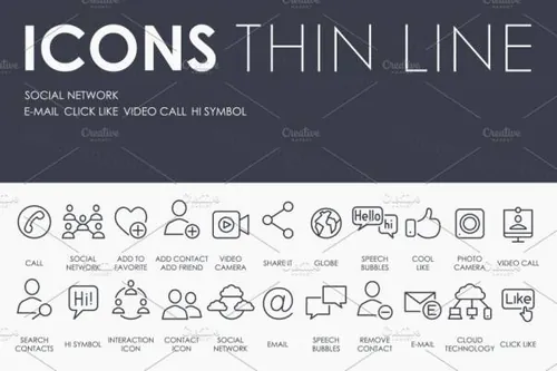 社交网络图标素材 Social Network thinline icons