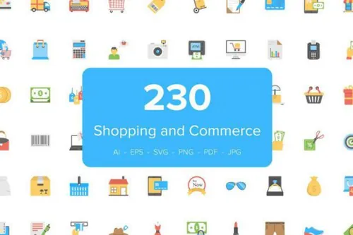 电商商业图标下载 230 Flat Shopping and Commerce