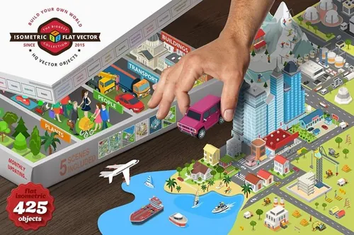 2.5D等轴等距矢量城市管理元素创造者Isometric