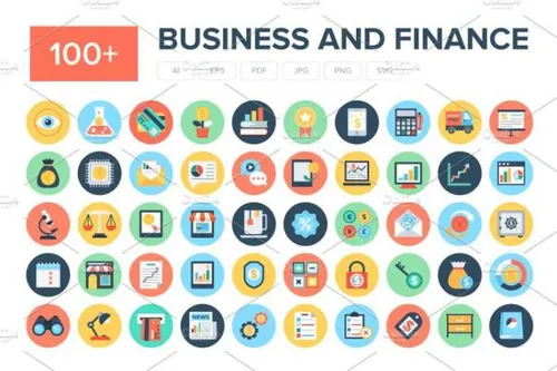 商业和金融图标素材 100  Flat Business and Finance