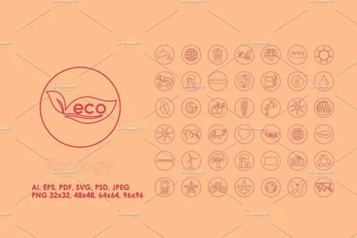 环保元素矢量图标下载 42 Ecology simple icons