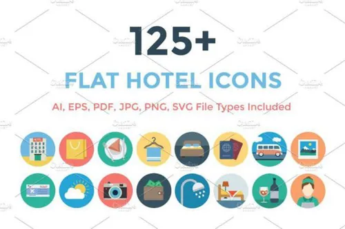 酒店图标素材 125  Flat Hotel Icons