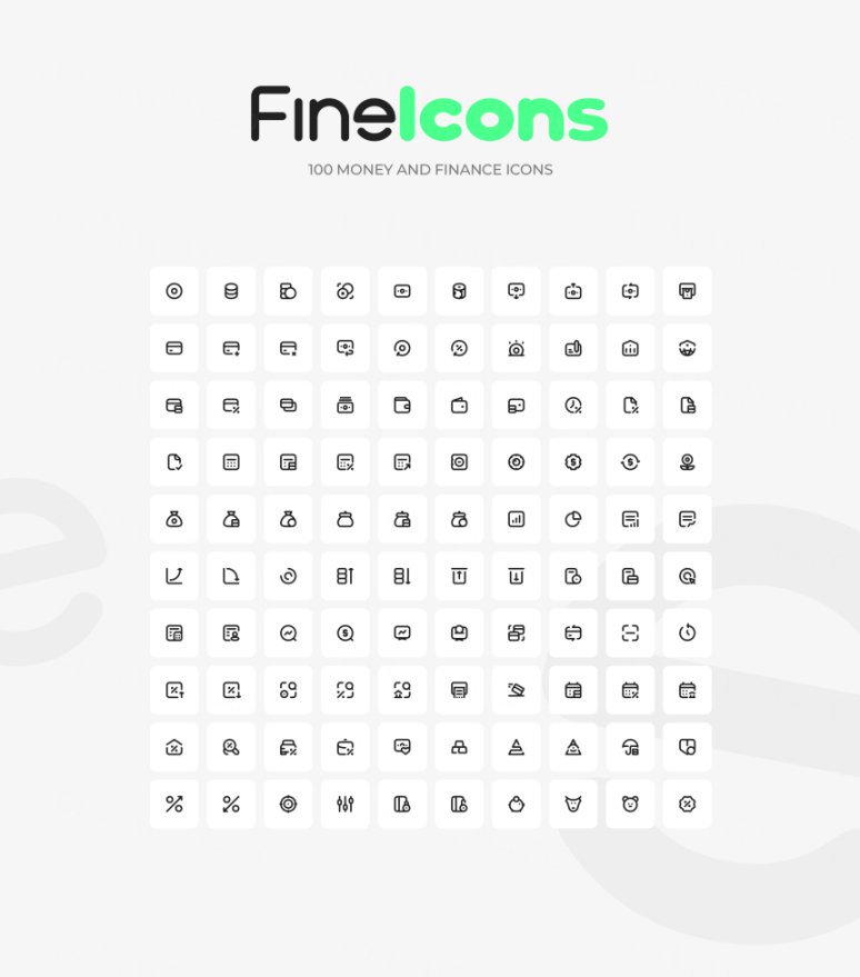 100个货币金融理财图标集 FineIcons Money and F