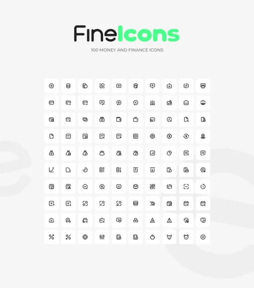 100个货币金融理财图标集 FineIcons Money and F