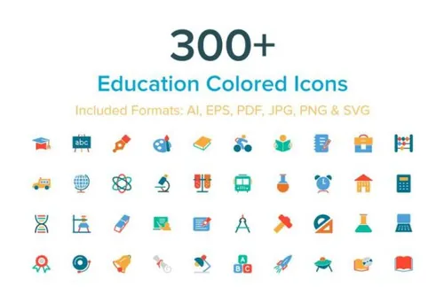 教育矢量图标下载 300  Education Colored Ico