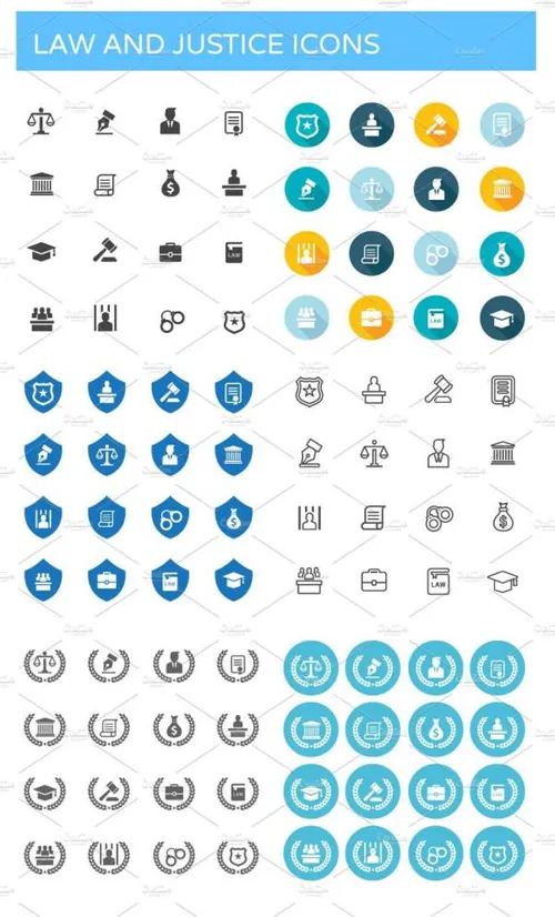 法律矢量图标下载 Law and Justice icons