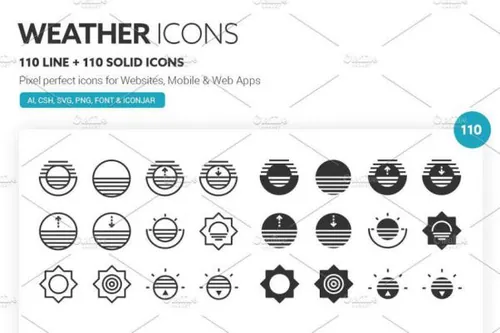 天气矢量图标素材 Weather Icons