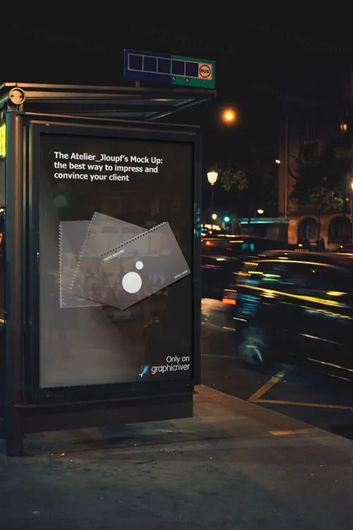 Photorealistic Poster Mockup In Paris By Night