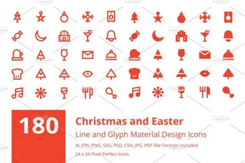 圣诞节矢量图标下载 180 Christmas and Easter Icons