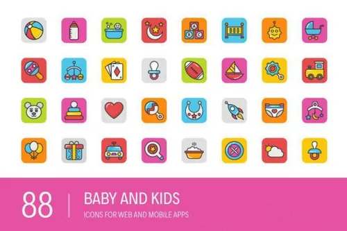 小孩矢量图标下载 88 Baby and Kids Icons