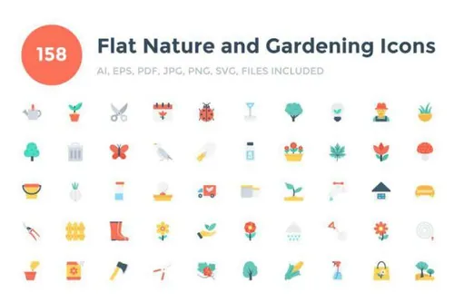 园艺图标素材 158 Flat Nature and Gardening Ico