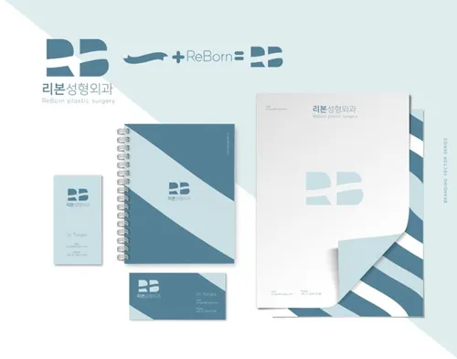 清新的撞色企业VI样机设计模板