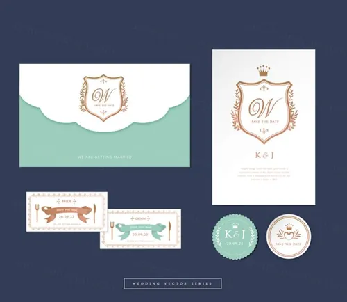 浪漫清新的信封信纸婚礼邀请函模板