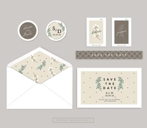 低饱和度的婚礼请柬邀请函腰封文件模板