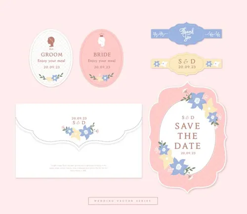 浪漫的邀请函婚礼请柬腰封模板文件