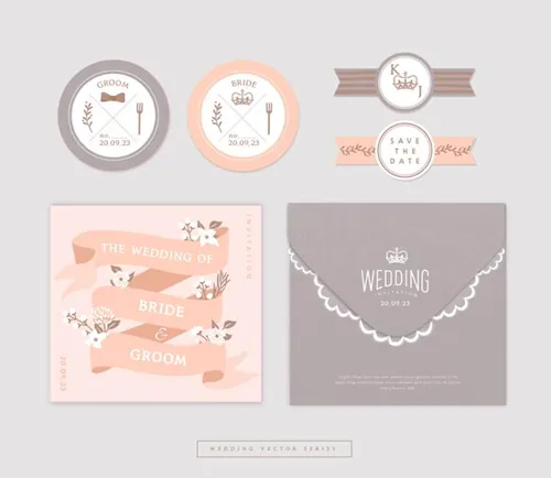 浪漫的婚礼请柬邀请函信封模板