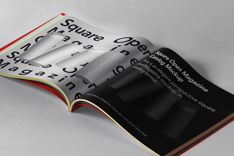 打开的杂志书籍画册设计提案展示样机PSD模板 Open Square Psd Magazine Mockup
