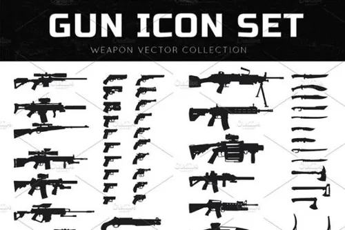 武器矢量图形图标素材 Weapon Vector Set and Dark Lo