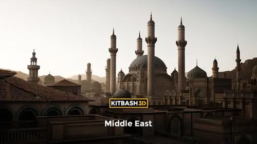 中东伊斯兰教清真寺古墓奢华宫殿建筑场景3D模型设计素材 Ki