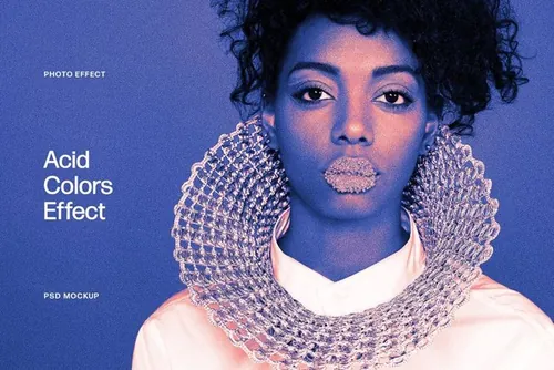 高质量复古怀旧酸性艺术噪点颗粒感渐变滤镜抽象海报模板 Aci