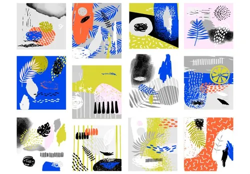 热带抽象孟菲斯EPS矢量插画素材合辑